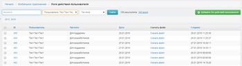 Логи действий пользователей МП
